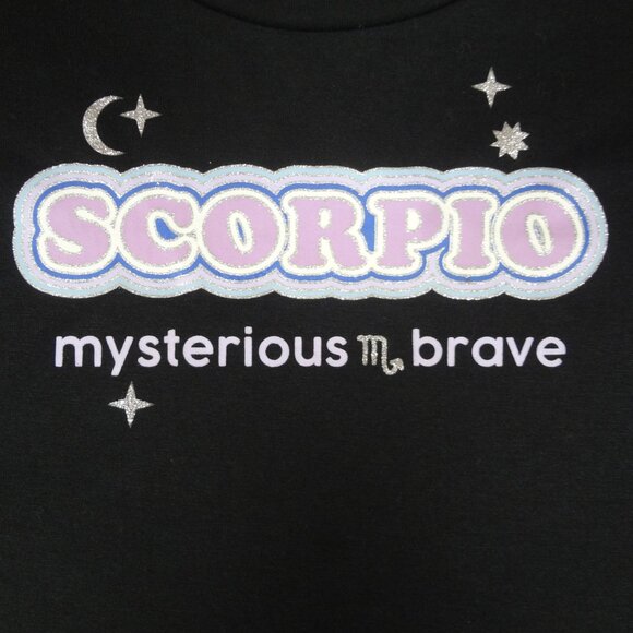 SCORPIO MYSTERIOUS & BRAVE - BLACK XL 16/18 WOMENS JR CROP TOP T-SHIRT L216 - Picture 2 of 4